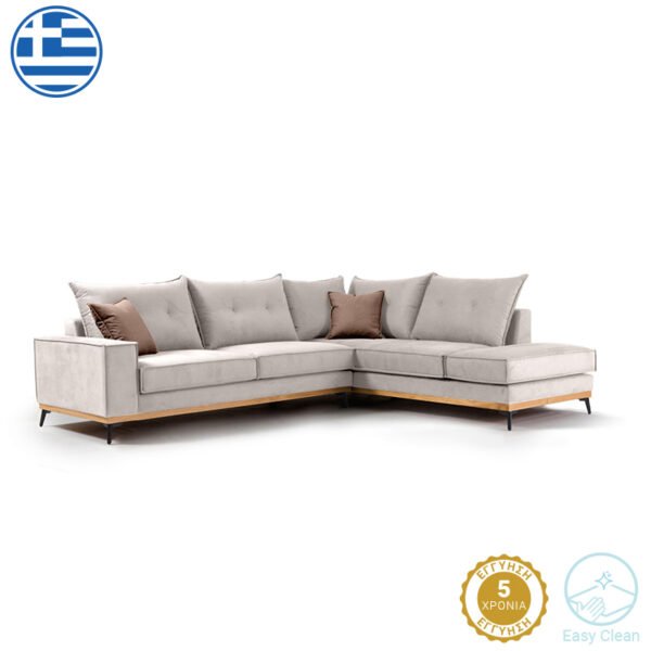 Γωνιακός καναπές αριστερή γωνία Luxury II House Genius ύφασμα cream-mocha 290x235x95εκ