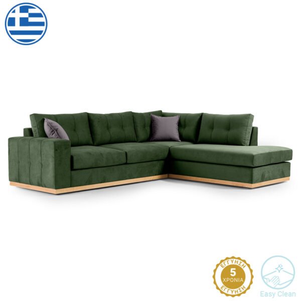 Γωνιακός καναπές αριστερή γωνία Boston House Genius ύφασμα κυπαρισσί-ανθρακί 280x225x90εκ