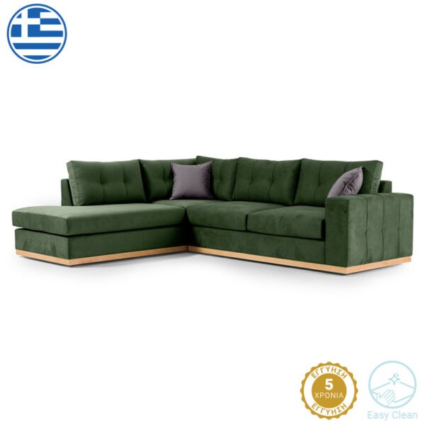 Γωνιακός καναπές δεξιά γωνία Boston House Genius ύφασμα κυπαρισσί-ανθρακί 280x225x90εκ