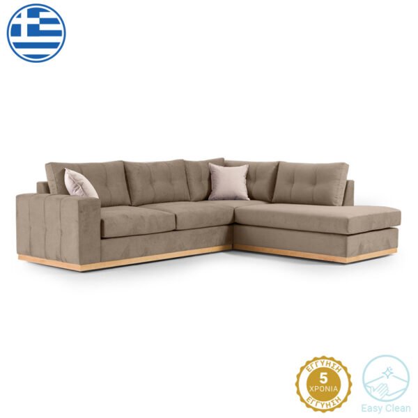 Γωνιακός καναπές αριστερή γωνία Boston House Genius ύφασμα mocha-cream 280x225x90εκ