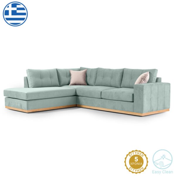 Γωνιακός καναπές δεξιά γωνία Boston House Genius ύφασμα ciel-cream 280x225x90εκ