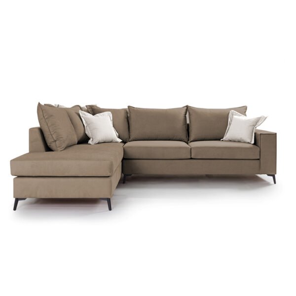 Γωνιακός καναπές δεξιά γωνία Romantic House Genius ύφασμα mocha-cream 290x235x95εκ - Image 2