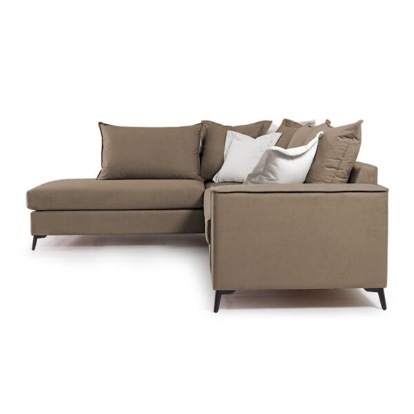 Γωνιακός καναπές δεξιά γωνία Romantic House Genius ύφασμα mocha-cream 290x235x95εκ - Image 3