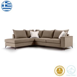 Γωνιακός καναπές δεξιά γωνία Romantic House Genius ύφασμα mocha-cream 290x235x95εκ