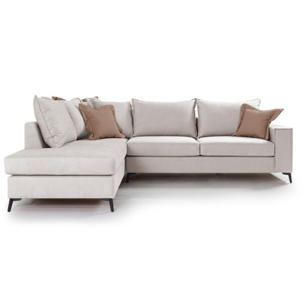 Γωνιακός καναπές δεξιά γωνία Romantic House Genius ύφασμα cream-mocha 290x235x95εκ - Image 2
