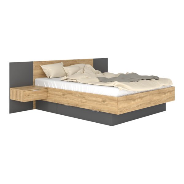 Κρεβάτι διπλό Kantri House Genius σε sonoma - γκρι απόχρωση 160x200εκ