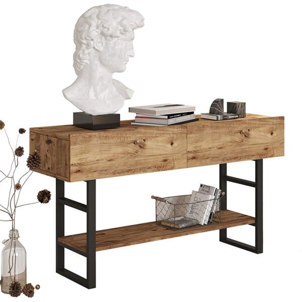 Κονσόλα Vien House Genius oak-μαύρο 139x43x75,5εκ