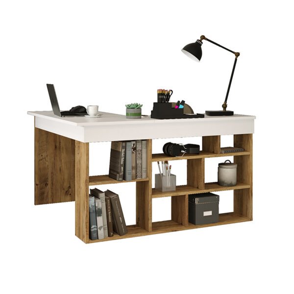 Γραφείο γωνιακό Rosaline House Genius λευκό-oak 120x129x72εκ