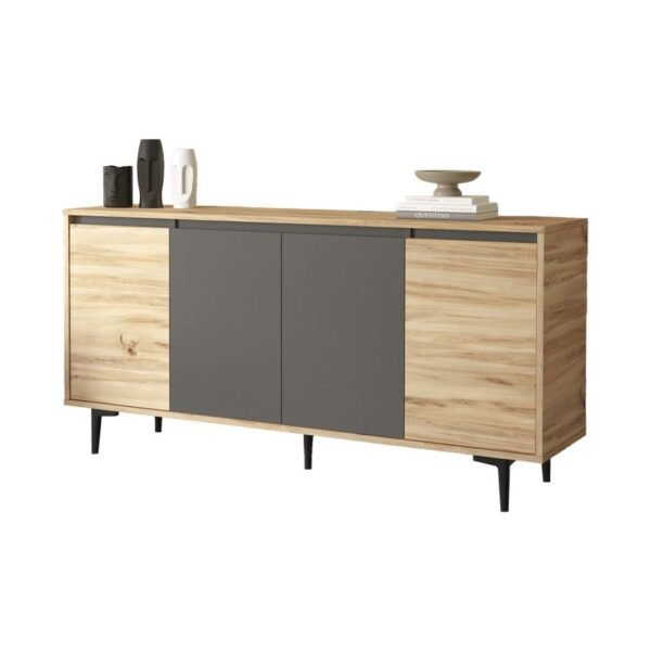 Μπουφές Augusta House Genius oak-ανθρακί 160x40x78.5εκ