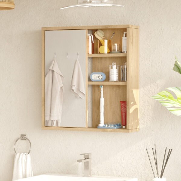 Ντουλάπι μπάνιου Bagno με καθρέπτη House Genius σε φυσική απόχρωση 60x14.5x63.6εκ - Image 2