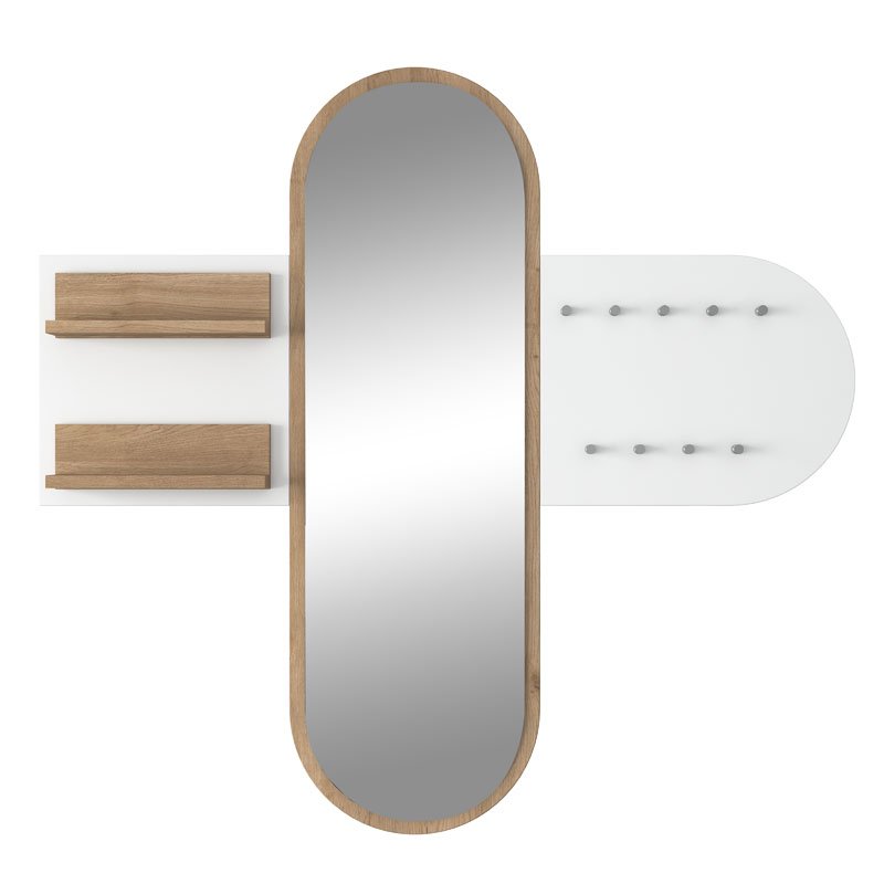 Κρεμάστρα-καθρέπτης Baunty House Genius λευκό-καρυδί125x2x122εκ - Image 3