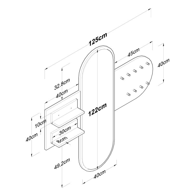Κρεμάστρα-καθρέπτης Baunty House Genius λευκό-καρυδί125x2x122εκ - Image 4