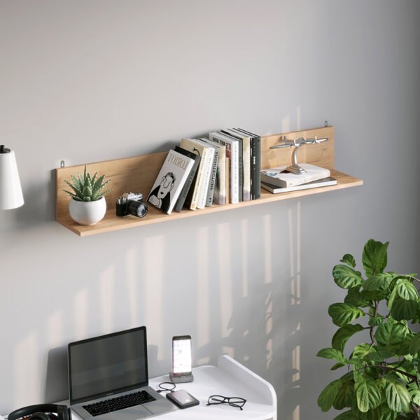 Ραφιέρα τοίχου Drowel House Genius μελαμίνης σε oak απόχρωση 130x21.6x20εκ - Image 2