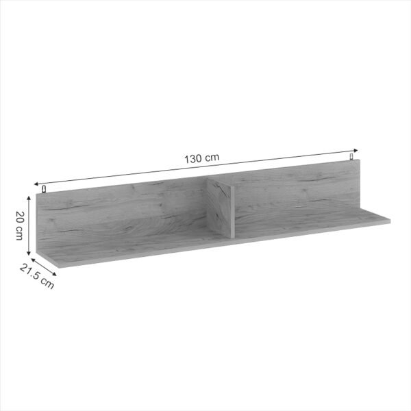 Ραφιέρα τοίχου Drowel House Genius μελαμίνης σε oak απόχρωση 130x21.6x20εκ - Image 4