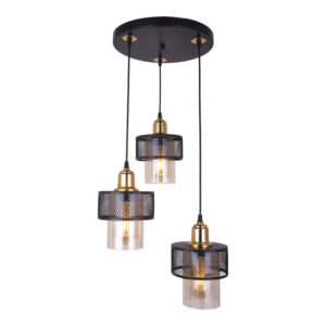 Φωτιστικό οροφής τρίφωτο PWL-1045 House Genius Ε27 μαύρο-χρυσό Φ30x85εκ