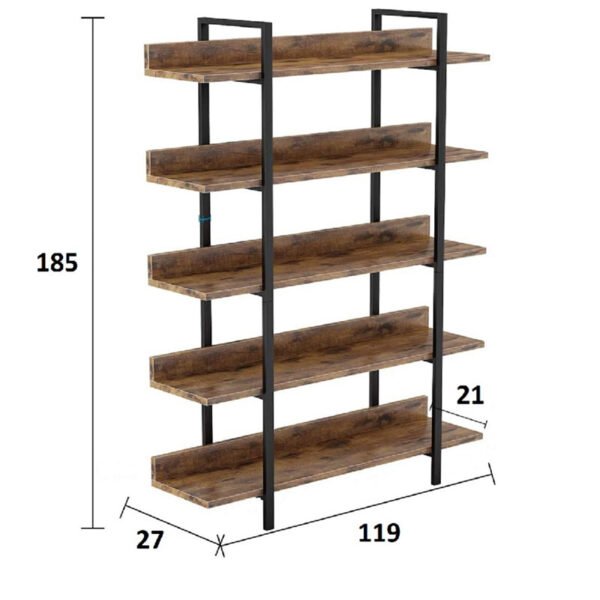 Βιβλιοθήκη Almond House Genius καρυδί-μαύρο 119x27x185εκ - Image 3