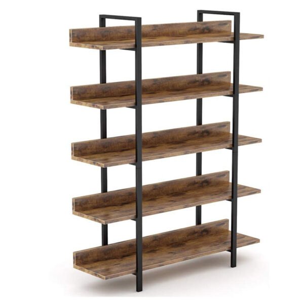 Βιβλιοθήκη Almond House Genius καρυδί-μαύρο 119x27x185εκ
