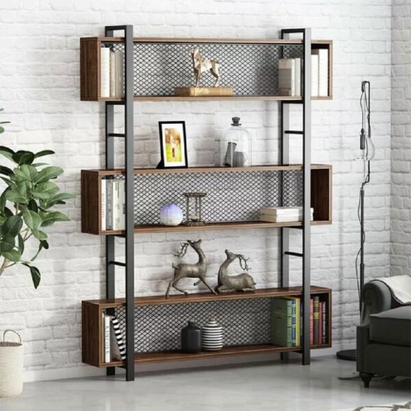 Βιβλιοθήκη Fifer House Genius καρυδί-μαύρο 120x27x185εκ - Image 3