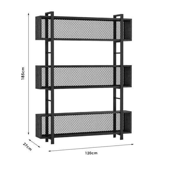 Βιβλιοθήκη Fifer House Genius καρυδί-μαύρο 120x27x185εκ - Image 5