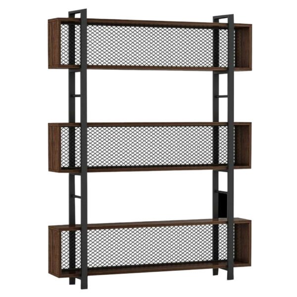 Βιβλιοθήκη Fifer House Genius καρυδί-μαύρο 120x27x185εκ