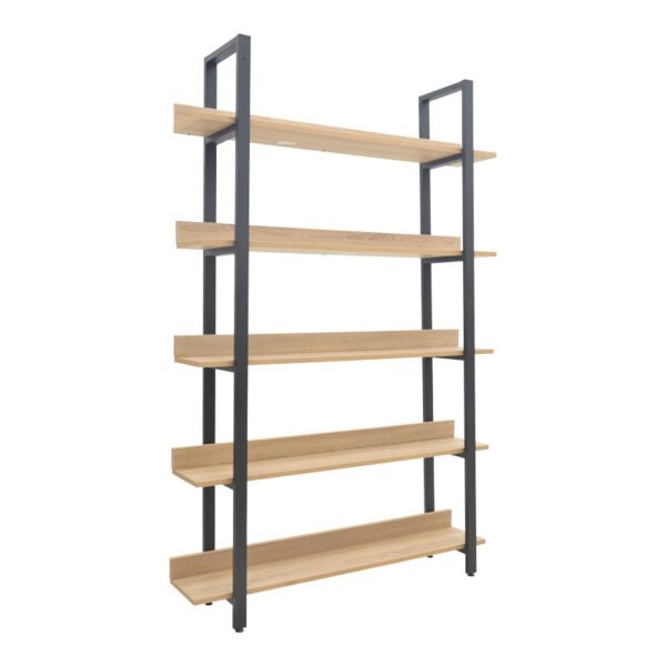 Βιβλιοθήκη Almond House Genius σε oak-μαύρη απόχρωση 120x29x185εκ