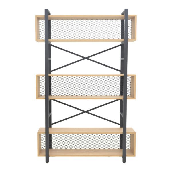 Βιβλιοθήκη Fifer House Genius σε oak-μαύρη απόχρωση 120x28x185εκ - Image 2