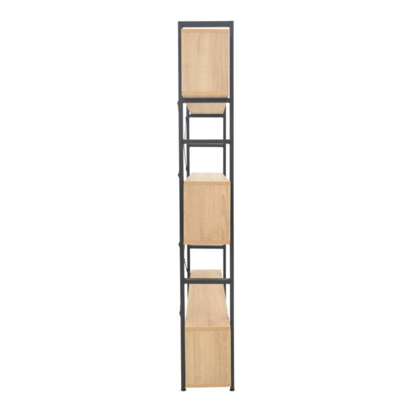 Βιβλιοθήκη Fifer House Genius σε oak-μαύρη απόχρωση 120x28x185εκ - Image 3