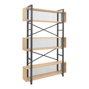 Βιβλιοθήκη Fifer House Genius σε oak-μαύρη απόχρωση 120x28x185εκ