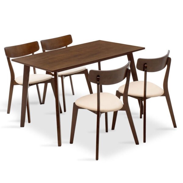 Tραπεζαρία Benson - Toto House Genius σετ 5τμχ καρυδί - ύφασμα μπεζ 120x75x75εκ