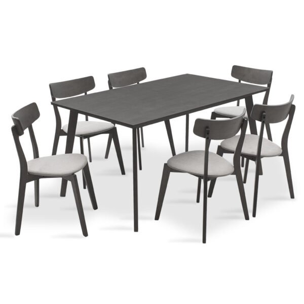 Tραπεζαρία Benson - Toto House Genius σετ 7τμχ rustic grey - ύφασμα γκρι 150x90x75εκ