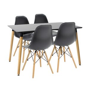 Τραπεζαρία Natali-Julita House Genius σετ 5τεμ μαύρο-φυσικό 120x80x76εκ