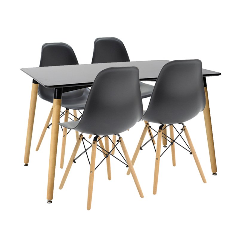 Τραπεζαρία Natali-Julita House Genius σετ 5τεμ μαύρο-φυσικό 120x80x76εκ