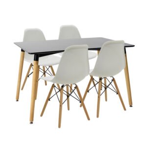 Τραπεζαρία Natali-Julita House Genius σετ 5τεμ μαύρο-λευκό-φυσικό 120x80x76εκ