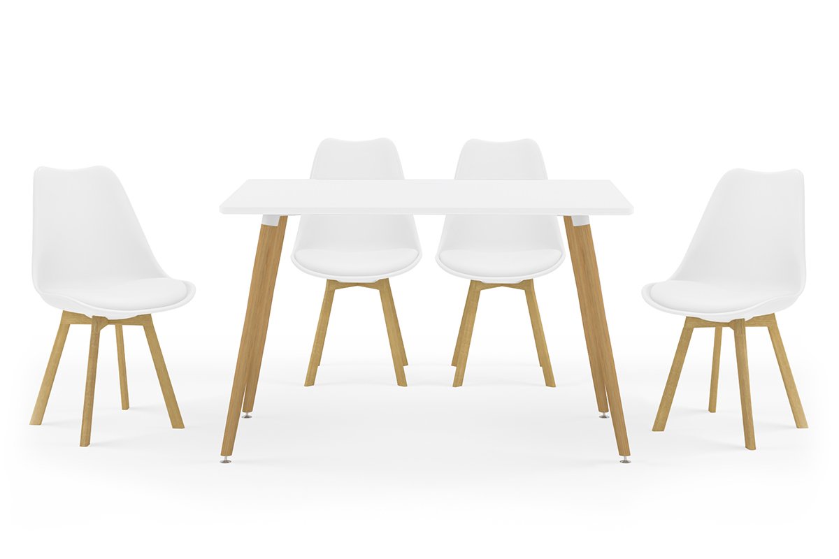 Tραπεζαρία Natali-Gaston σετ 5τμχ λευκό σε απόχρωση λευκό-φυσικό 120x80x73εκ - Image 2