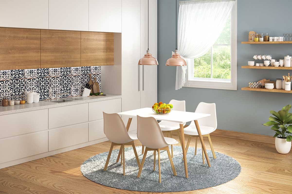 Tραπεζαρία Natali-Gaston σετ 5τμχ λευκό σε απόχρωση λευκό-φυσικό 120x80x73εκ - Image 3