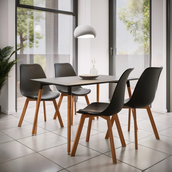 Τραπεζαρία Natali-Gaston House Genius σετ 5τεμ μαύρο-φυσικό 120x80x76εκ - Image 2