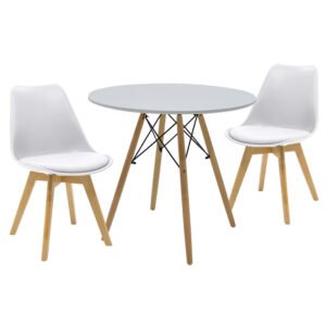 Τραπεζαρία Julita-Gaston House Genius σετ 3τεμ σε απόχρωση φυσικό-λευκό Φ80x73εκ