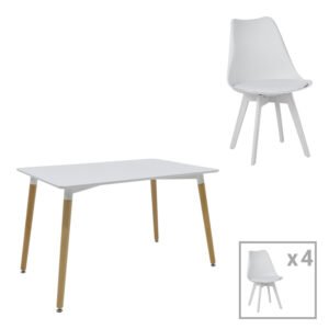 Φοιτητικό πακέτο τραπεζαρίας Natali-Gaston House Genius σετ 5τεμ λευκό 120x80x76εκ