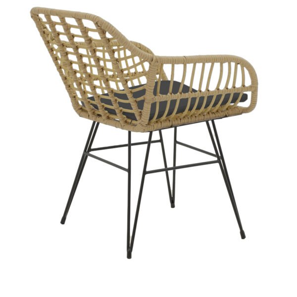 Τραπεζαρία Naoki V σετ 5τεμ House Genius rattan pe σε φυσική απόχρωση και μαύρο μέταλλο 80x80x78εκ - Image 6
