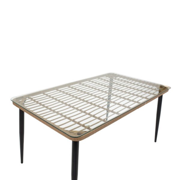 Τραπεζαρία Naoki U σετ 5τεμ House Genius rattan pe σε φυσική απόχρωση και μαύρο μέταλλο 160x90x78εκ - Image 4