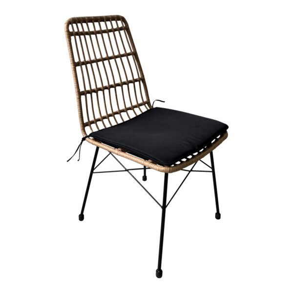 Τραπεζαρία Naoki U σετ 7τεμ House Genius rattan pe σε φυσική απόχρωση και μαύρο μέταλλο 160x90x78εκ - Image 5