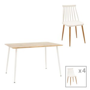 Τραπεζαρία Aurora-Cuba House Genius σετ 5τεμ pp-mdf σε λευκή-sonoma απόχρωση120x80x75εκ