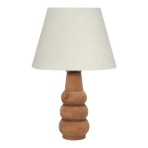 Επιτραπέζιο φωτιστικό Cabini House Genius ξύλο οξιάς και ύφασμα σε κρεμ χρώμα 22x22x30εκ