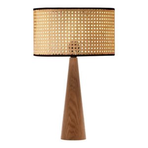 Επιτραπέζιο φωτιστικό Retroa House Genius ξύλο οξιάς και pe rattan σε φυσικό χρώμα Φ24x38εκ