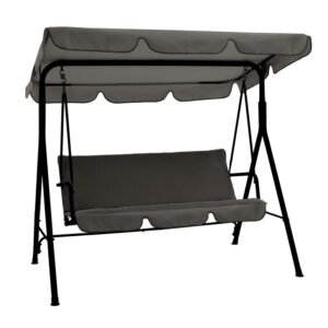 Κούνια κήπου Globo House Genius μέταλλο μαύρο-ύφασμα γκρι 170x110x153εκ