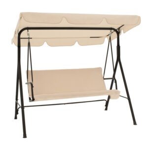 Κούνια κήπου Globo House Genius μέταλλο μαύρο-ύφασμα μπεζ 170x110x153εκ