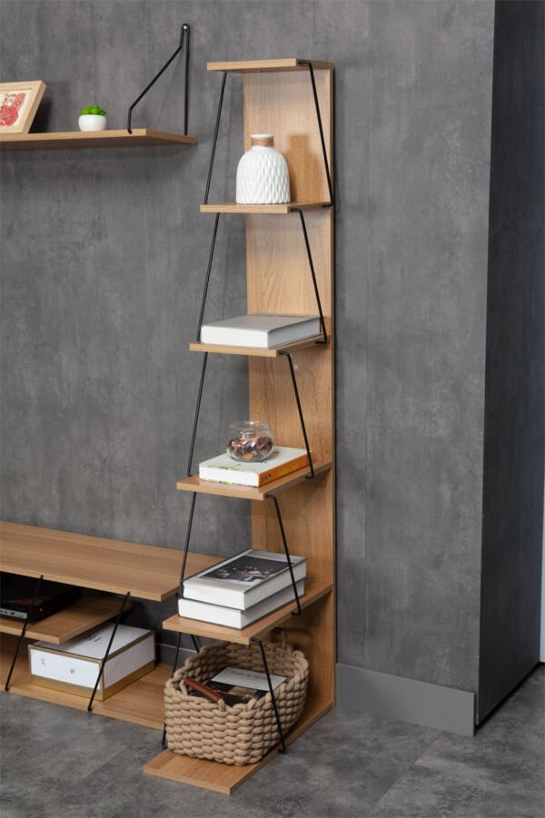Βιβλιοθήκη mini Tars House Genius  sonoma-μαύρο 50x22x150εκ - Image 2