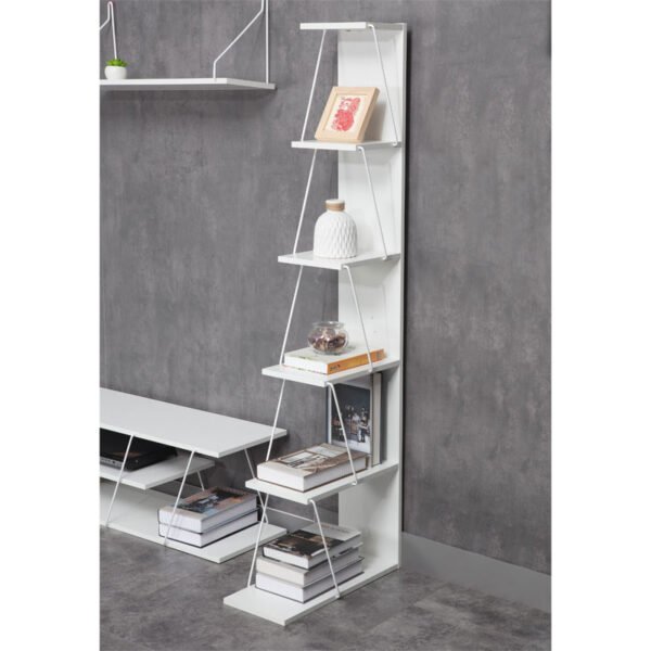 Βιβλιοθήκη mini Tars House Genius λευκό 50x22x150εκ - Image 2