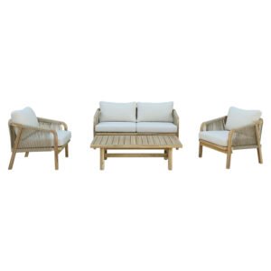 Σαλόνι κήπου Malibu House Genius μασίφ ξύλο ακακίας-ύφασμα μπεζ