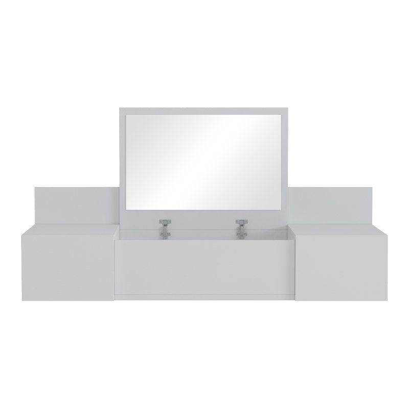 Τουαλέτα κρεβατοκάμαρας Paltar House Genius κρεμαστή με καθρέπτη σε λευκή απόχρωση 100x39.1x33εκ - Image 2